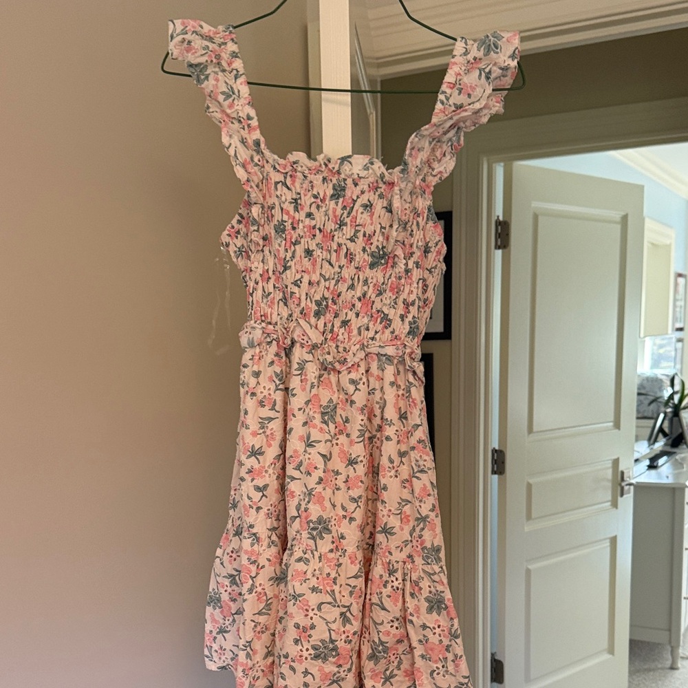 Floral Smocked Dress with Ruffled Straps